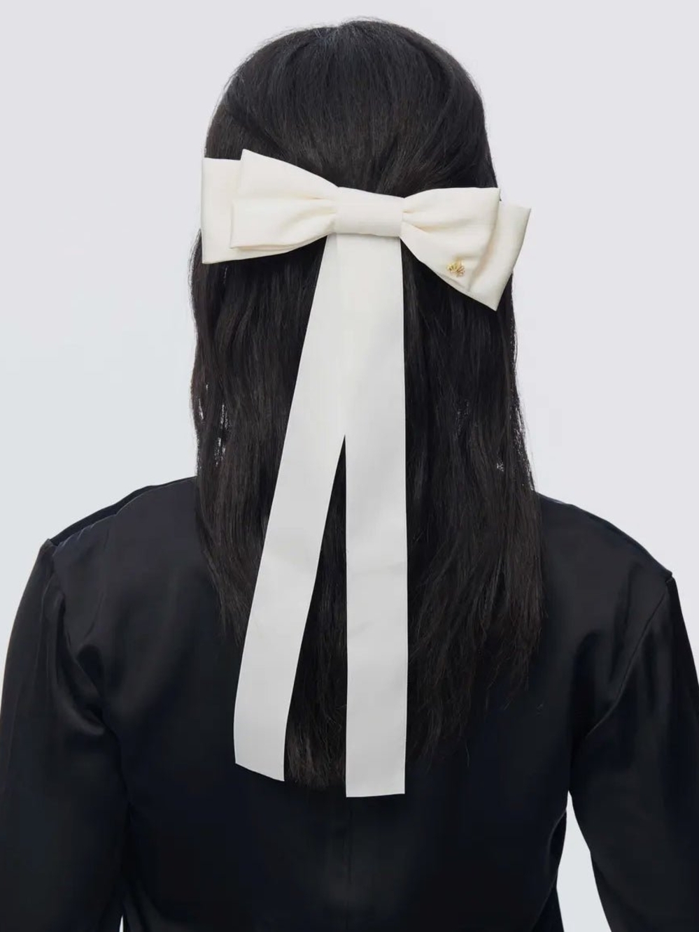 NWT Lele Sadoughi Jane Bow Bar Hair Clip with Gold Accent Ivory Cream White